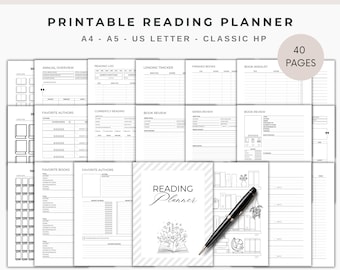 Reading Planner Printable: Book Tracker, Reading Log (A4, A5, US Letter, HP Classic) (PDF)