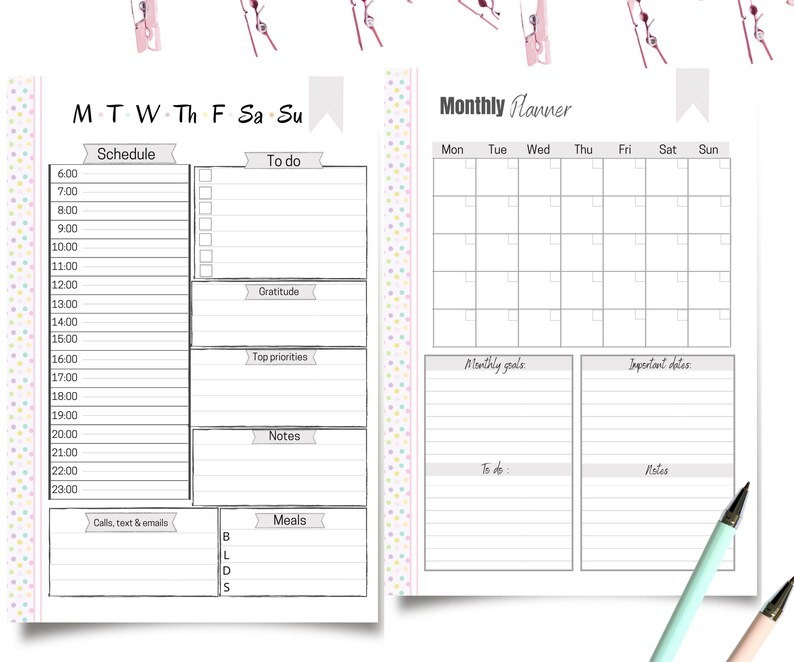 Month At A Glance Daily Weekly And Monthly Planner Printable Etsy Canada Month at a glance daily weekly and monthly planner printable etsy canada