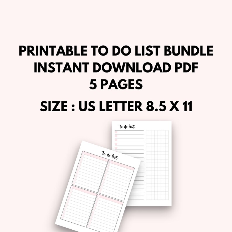 To Do List Printable Bundle: Productivity Planner Pages (PDF) - Etsy