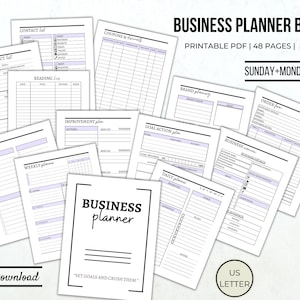 Business planner small business planner home business organizer printable pdf us letter 8.5x11 big happy planner printable business inserts