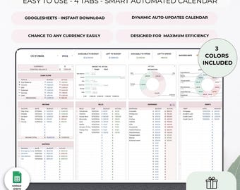 Monthly Budget Spreadsheet: Finance Planner for Google Sheets (Digital Download)