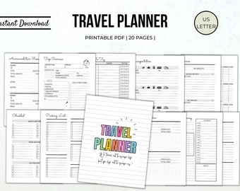 travel planner travel journal vacation planner trip itinerary planner happy planner insert printable holiday planner vacation organizer pdf