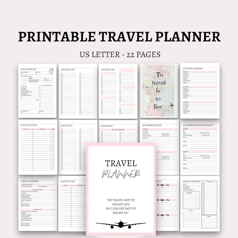 Travel Planner Travel Journal Vacation Planner Trip Itinerary Etsy