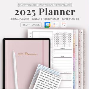 2025 Digital Planner GoodNotes Dated Hyperlinked Planner Digital Daily Planner Weekly Planner Monthly Planner 2025 iPad Notability Planner