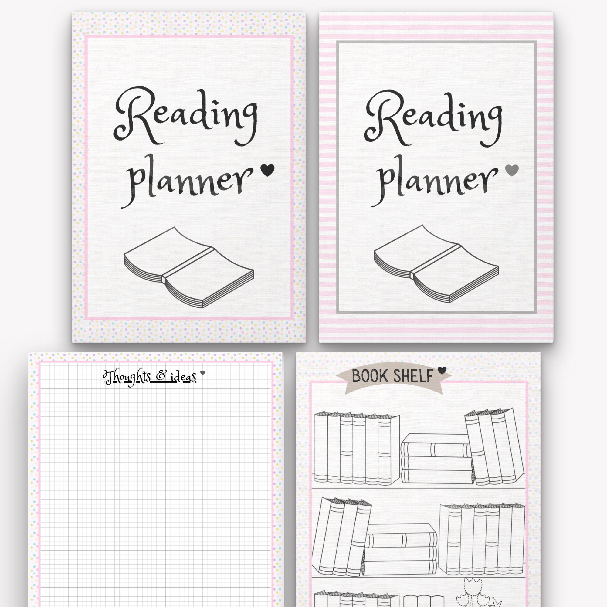Reading Planner Printable Reading Journal Digital Book Planner Etsy