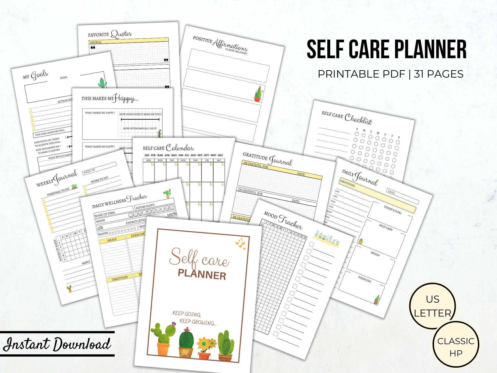 Self Care Planner Self Care Journal Wellness Planner Printable Etsy