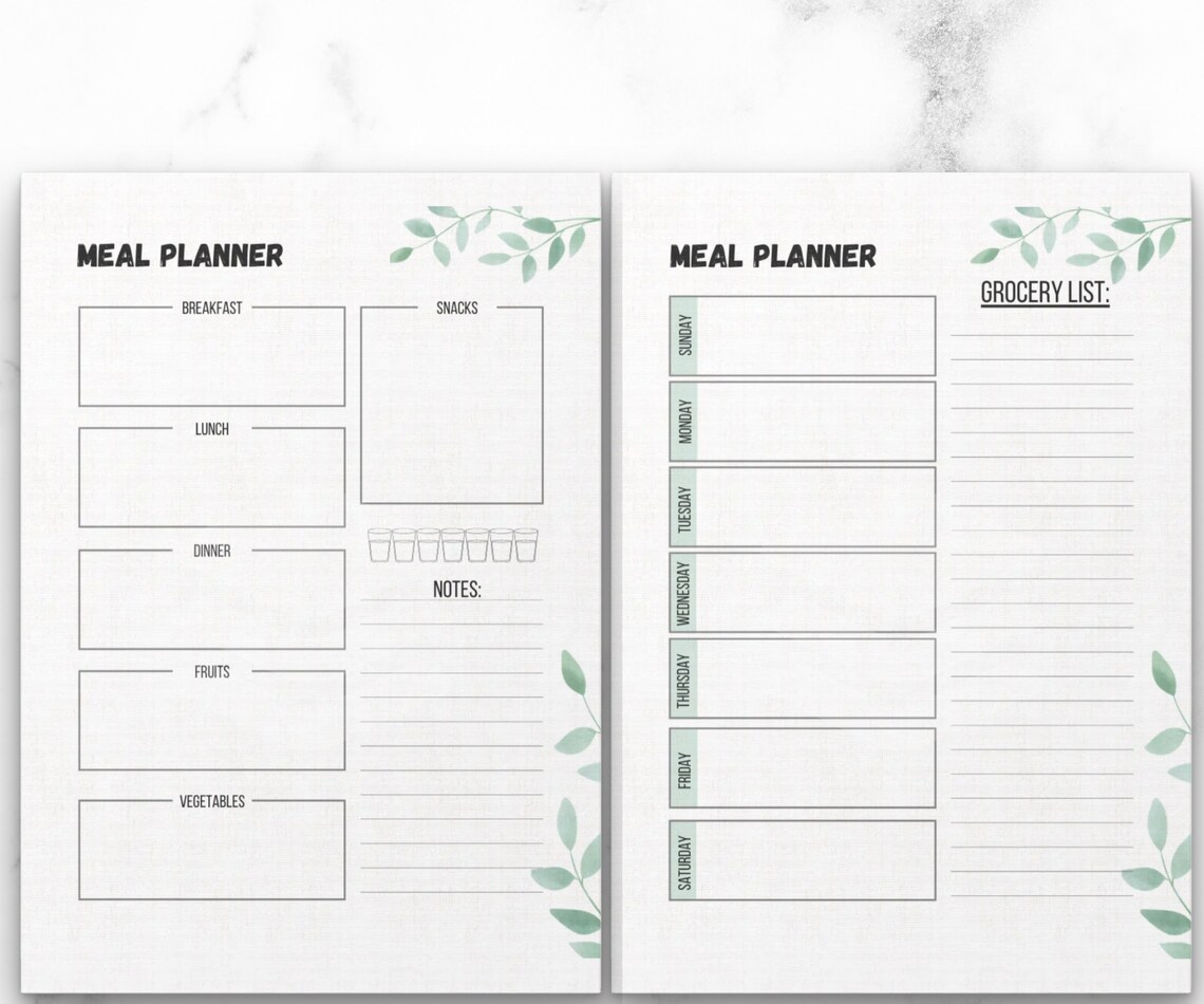 Meal planner printable big happy planner daily meal planner | Etsy