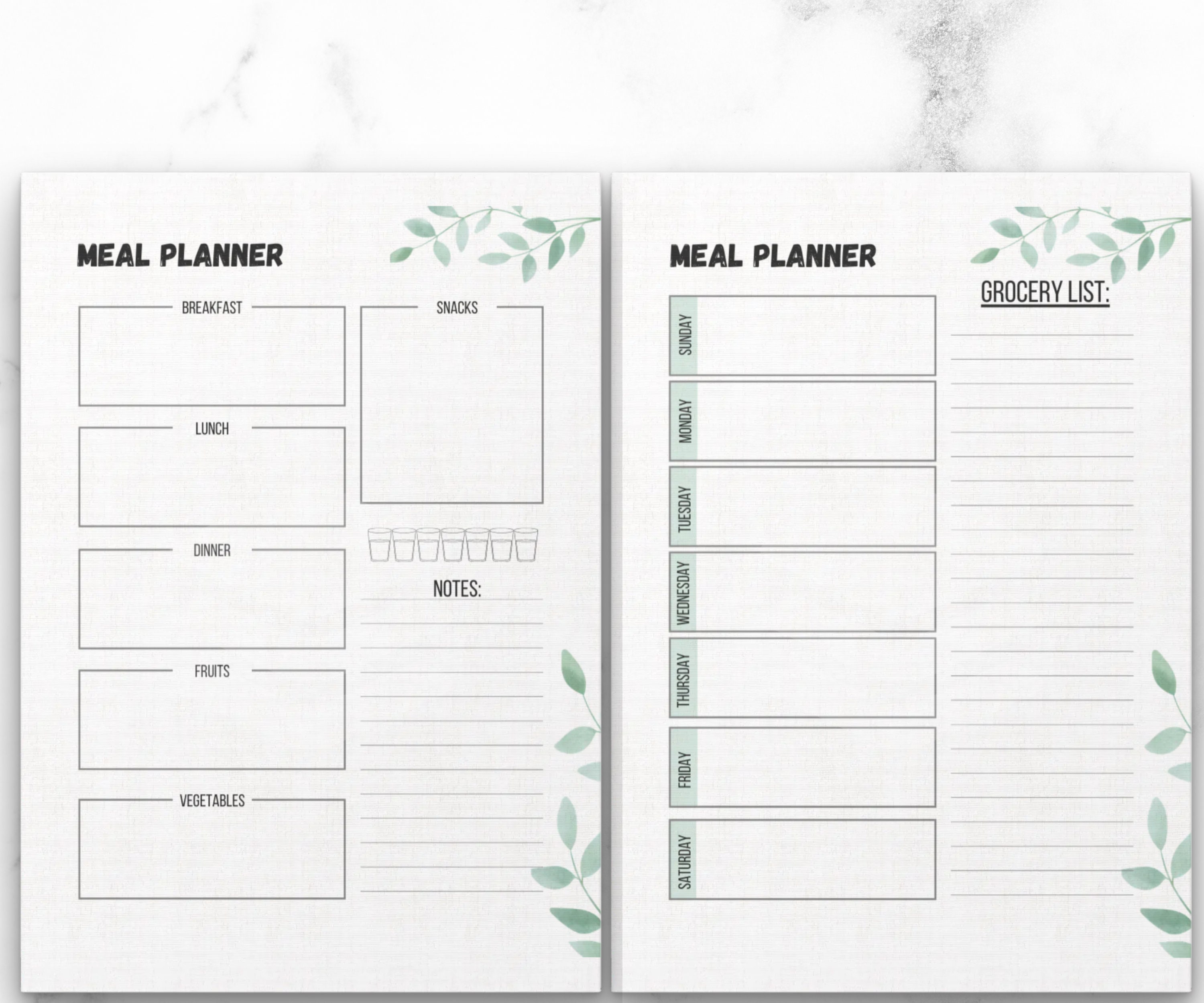 Meal planner printable big happy planner daily meal planner | Etsy
