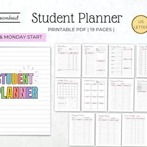 Planificador estudiantil imprimible: Plantillas de organizador académico (PDF)