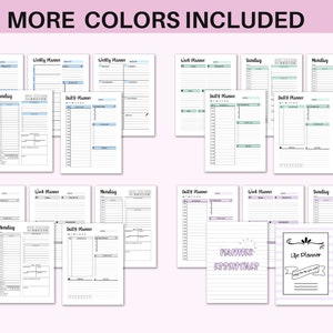 Produktivitätsplaner, ADHS-Planer für Erwachsene, Tagesplaner, Wochenplaner, Monatsplaner, Bündel A4, A5, US-Letter, klassische HP-Einlagen, PDF Bild 2