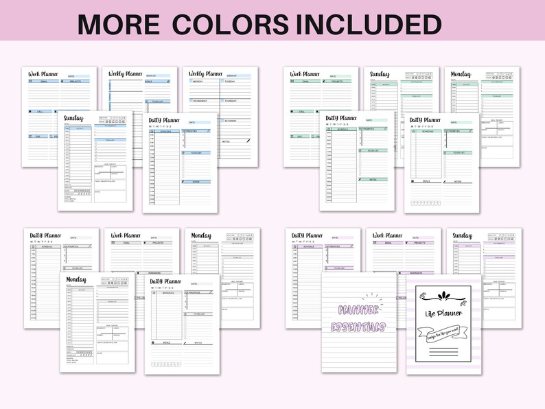 Produktivitätsplaner, ADHS-Planer für Erwachsene, Tagesplaner, Wochenplaner, Monatsplaner, Bündel A4, A5, US-Letter, klassische HP-Einlagen, PDF Bild 2