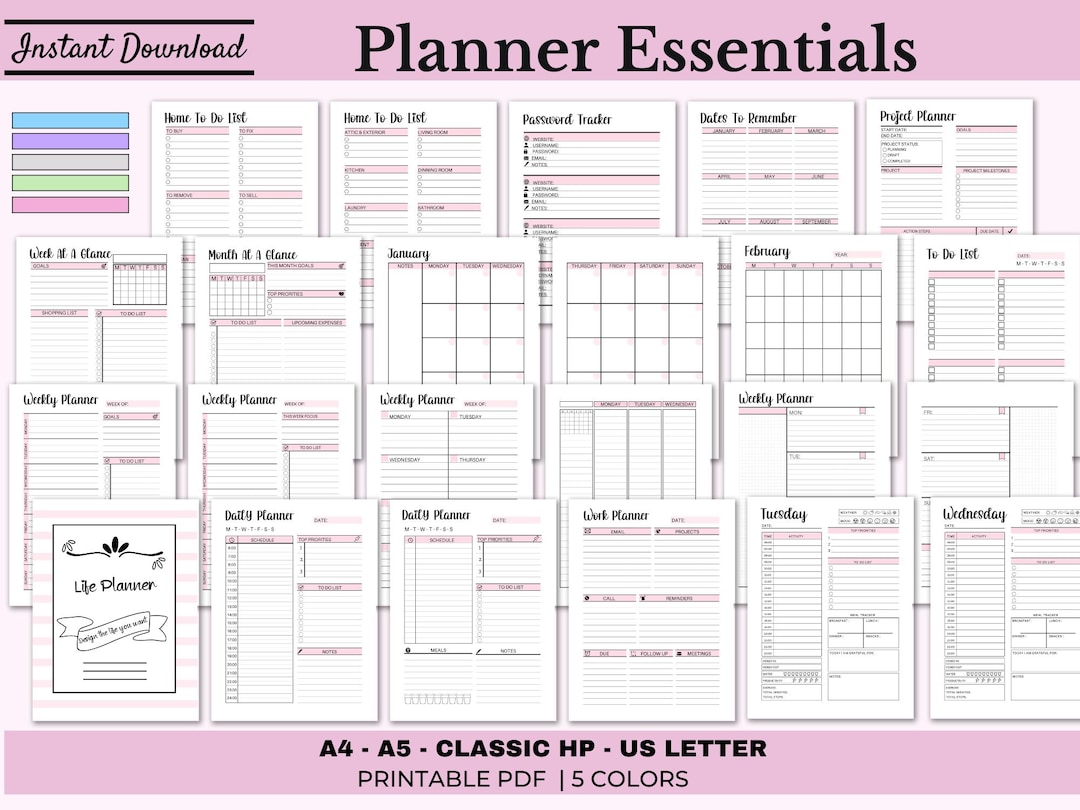 Printable Planner Bundle: Daily, Weekly, Monthly, A4 A5 (digital ...