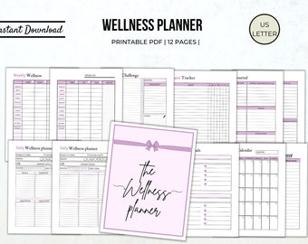 Wellness planner self care planner gratitude journal daily wellness weekly wellness big happy planner inserts habit tracker pdf templates