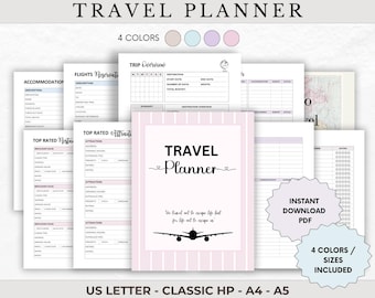 Travel Planner: Vacation Itinerary Organizer (A4, A5, US Letter) (Digital Download)