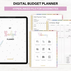 Digital budget planner GoodNotes finance tracker iPad budget tracker paycheck budget bi weekly budget monthly budget planner hyperlinked pdf