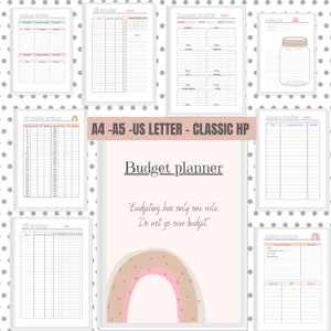 Digital budget planner printable finance big happy planner classic HP A5 A4 bill tracker savings expense tracker inserts monthly budget pdf