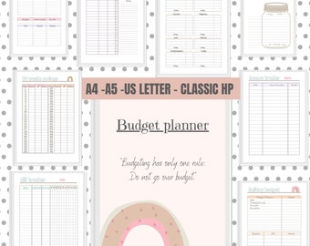 Digital budget planner printable finance big happy planner classic HP A5 A4 bill tracker savings expense tracker inserts monthly budget pdf