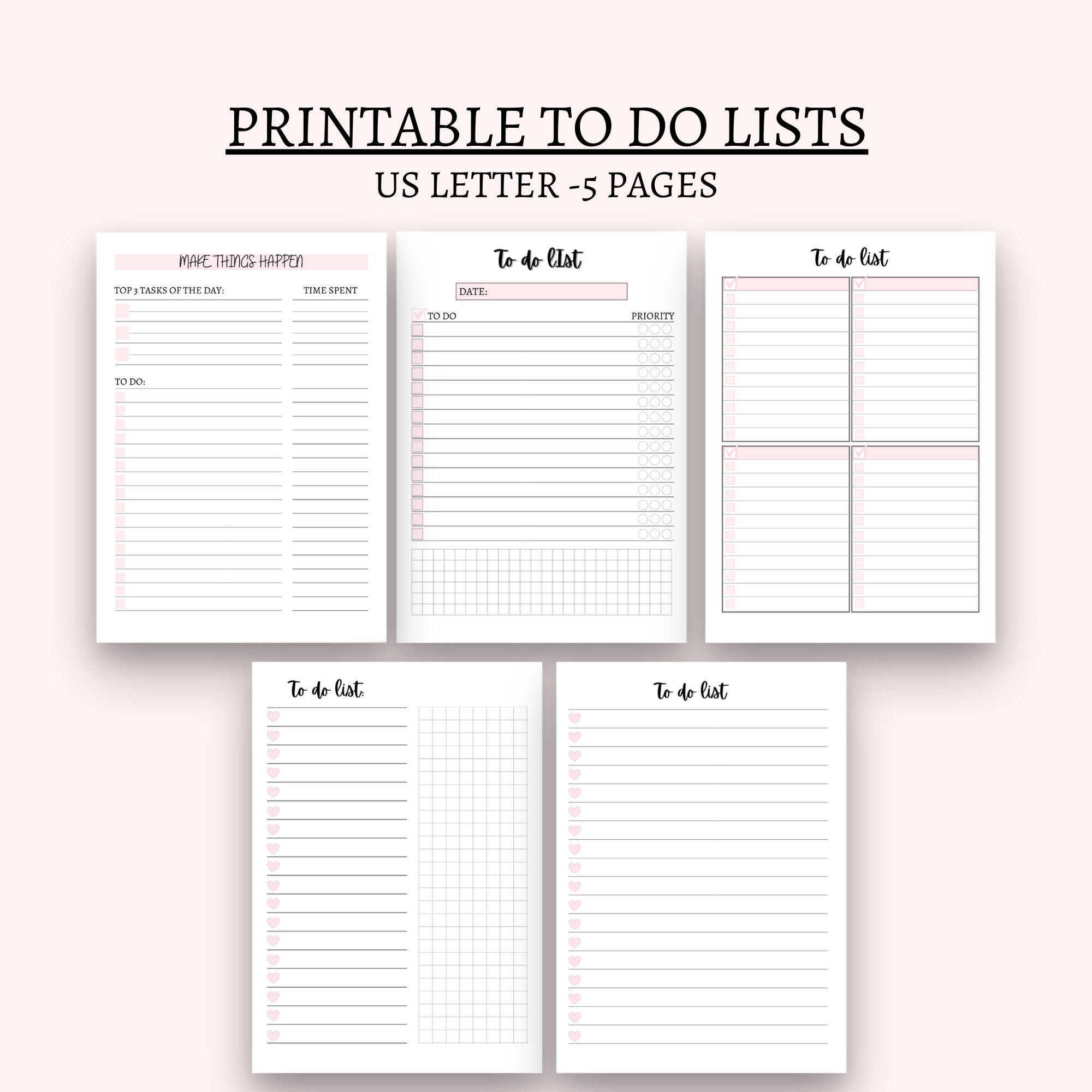 To do list printable to do list bundle to do list planner page productivity pages to do list template big happy planner daily schedule pdf