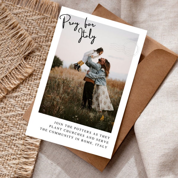 Missionary Support Card Template | 4x6 Prayer Card Template | Canva Editable Template | Digital Template | Polaroid Style Card