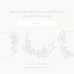 Sketched Botanical Crests Volume III - Hand-Illustrated Crests and Wreaths