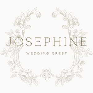May include: A wedding crest logo with a floral design and the text "JOSEPHINE WEDDING CREST".