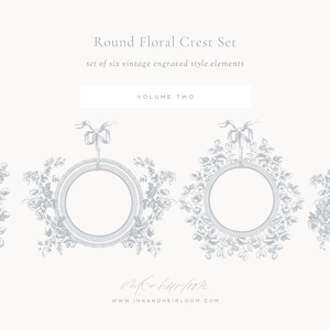 Round Floral Wedding Frames - Engraved - Volume II