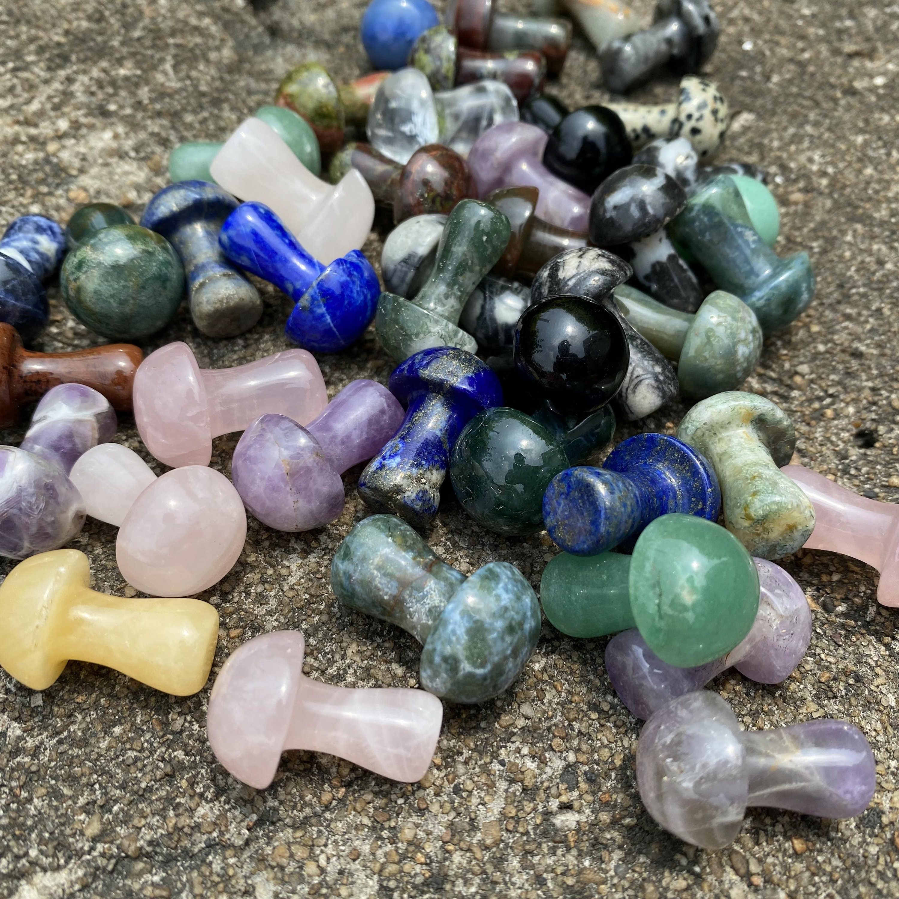 20 Kinds Of 1 Inch Crystal Mushroom Mini Hand Carved Gemstone Etsy