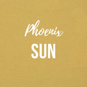May include: A yellow background with the text "Phoenix SUN" in white.