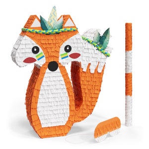 Fox Pinata Bundle with a Blindfold and Bat ― Perfect Sized For Birthday Parties, Kids Carnival and Related Events (16 x 12 x 3.9 Inches)