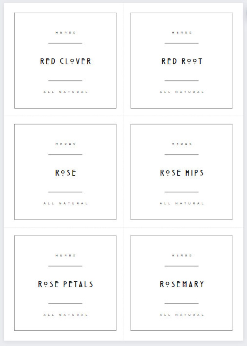 Printable Herb Labels, Witchcraft Herb Labels, - Etsy