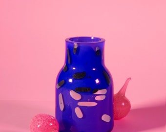 Contemporary Glass Design - Handmade glass Vase - Candy Bottle - Electric Blue Vase