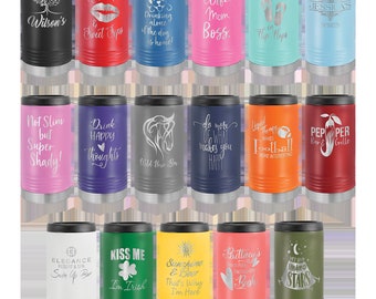 Polar Camel Insulated Beverage Holder - SLIM - Slim Size for narrow can beverages - Powder Coated - Custom Laser Engraved and Personalized
