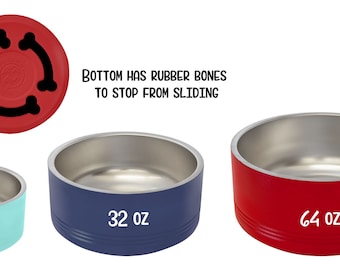 Pet Bowl - Polar Camel Insulated Pet Bowl - 18 oz, 32 oz or 64 oz - Powder Coated and Custom Laser Engraved