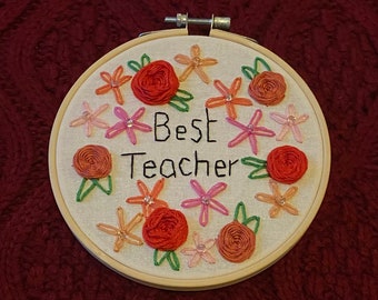 Best Teacher Embroidery Hoop