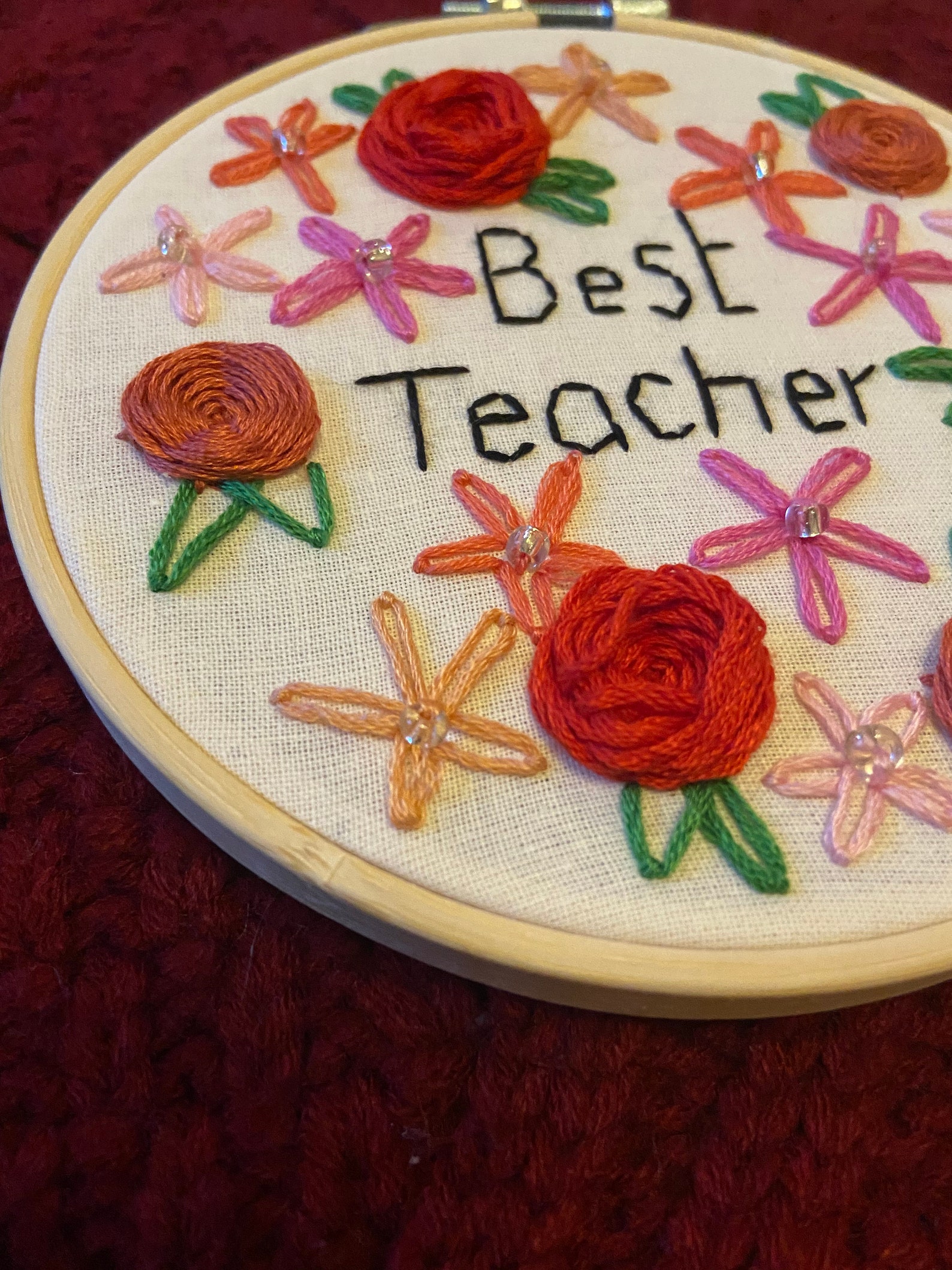 Best Teacher Embroidery Hoop Etsy Sweden