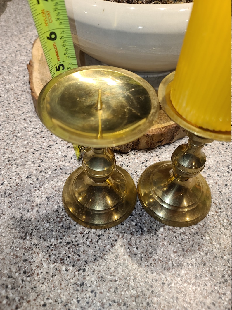 Vtg Pair of Brass Candle Stick Holders