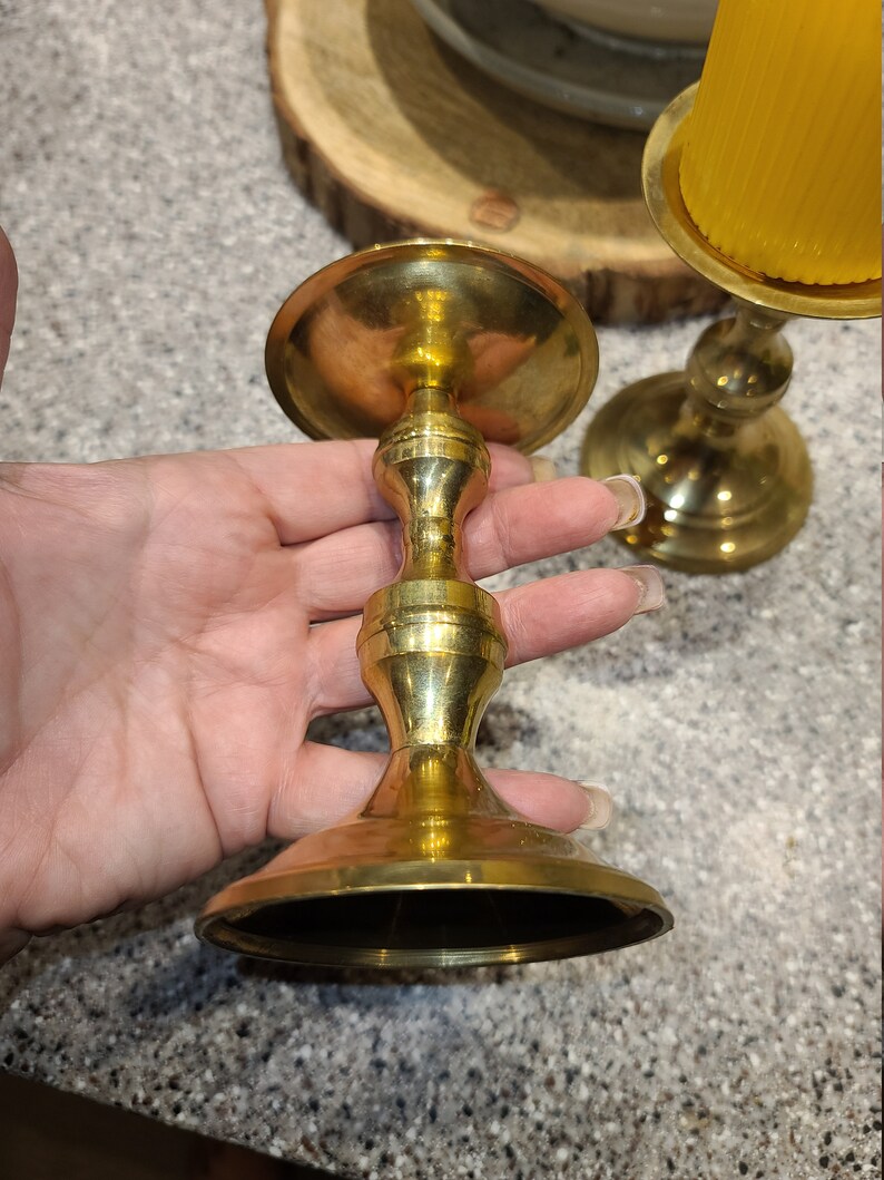 Vtg Pair of Brass Candle Stick Holders