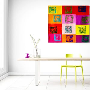 Rainbow contemporary quilt wall art, Large statement quilted art, Colorful abstract room decore quilted tapestry, Vibrant wall hanging quilt