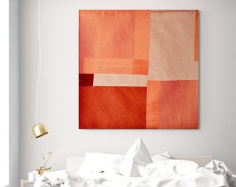 Burnt Orange Quilted Wall Art: Modern Geometric Silk Textile