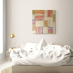 Contemporary art quilt, Colorful wall decor, Boho wall hanging, Modern quilted wall hanging, Minimalist walll art, Geometric art quilt