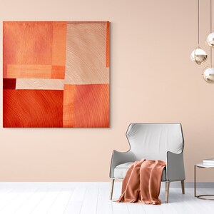 Burnt Orange Quilted Wall Art: Modern Geometric Silk Textile image 7