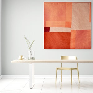 Burnt Orange Quilted Wall Art: Modern Geometric Silk Textile image 3