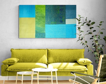 Modern Quilted Silk Wall Hanging: Ocean Color Tapestry Art