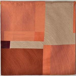 Burnt Orange Quilted Wall Art: Modern Geometric Silk Textile image 2