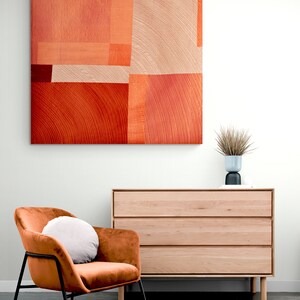 Burnt Orange Quilted Wall Art: Modern Geometric Silk Textile image 4