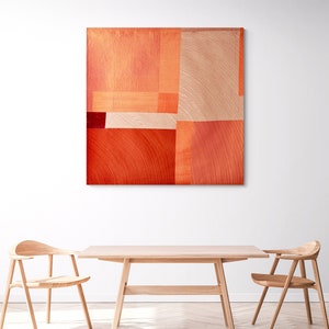 Burnt Orange Quilted Wall Art: Modern Geometric Silk Textile image 5