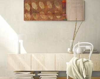 Abstract Fiber Art Quilt: Modern Textured Wall Hanging (17x48“)