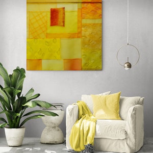 Yellow traditional korean bojagi, Noren japanese curtain, Bright mustard wall art pojagi, Warm modern jogakbo, Korean Bojagi pojagi jogakbo