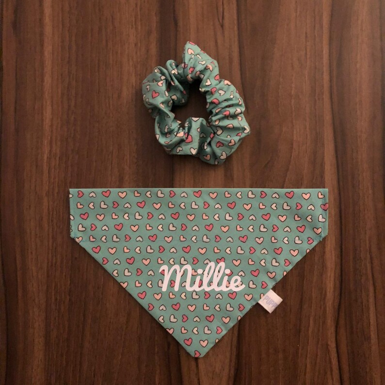 Dog Bandana Scrunchie Set Personalised Dog Bandana Etsy UK