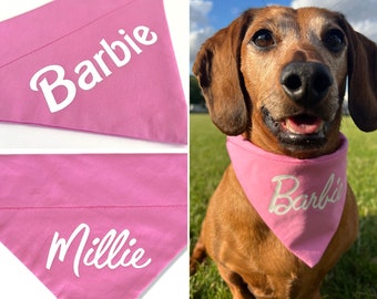 Barbie Dog Bandana - Personalised - Pink Bandana for Dogs - Dog Neckerchief - Girly Dog Bandana - Gifts For Dog Mums - Dog Lovers Gifts